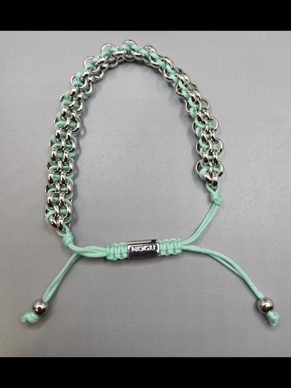 NOGU Mint Green Braided Chain Bracelet Adjustable Size Like New